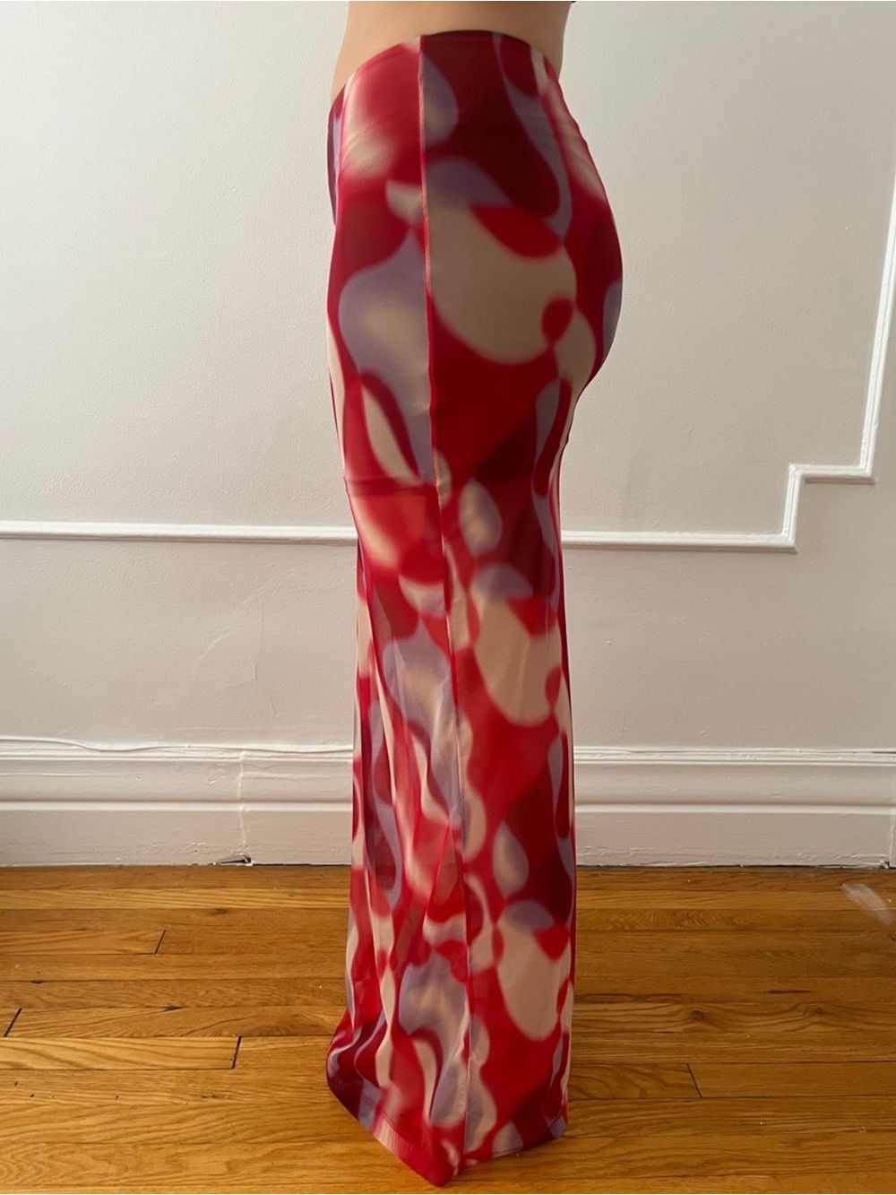 Simons Red Abstract-Pattern Maxi Skirt - Picture 2 of 3